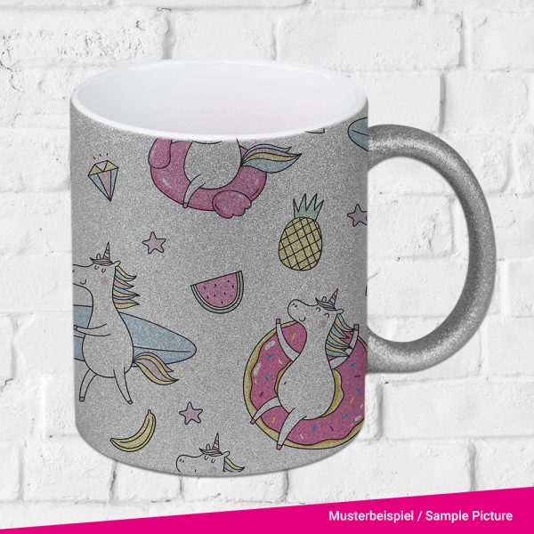 Sublimation Glitzer Tasse – Beispiel