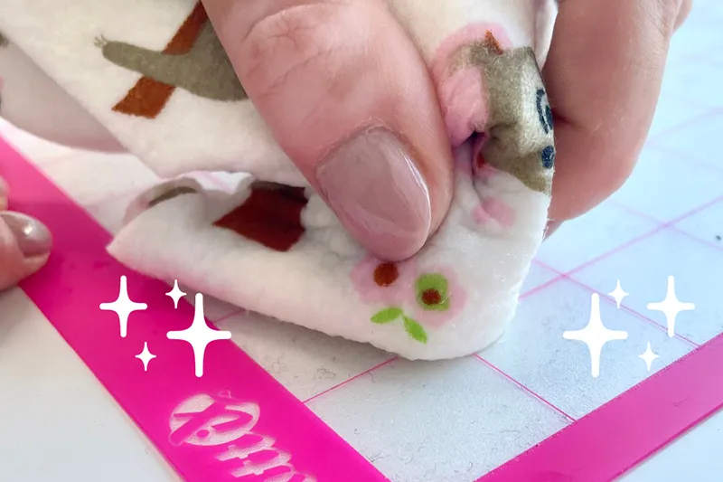 Die Matte wird mit einem nassen Lappen gereinigt.